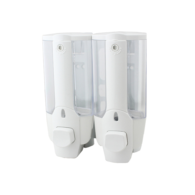 OJ-YL21W-D Bathroom 300ml*2 ABS White Manual Dispensers Liquid Liquid Dispensers Visual Window Sanitary Wall Mounted Liquid Soap Dispensers